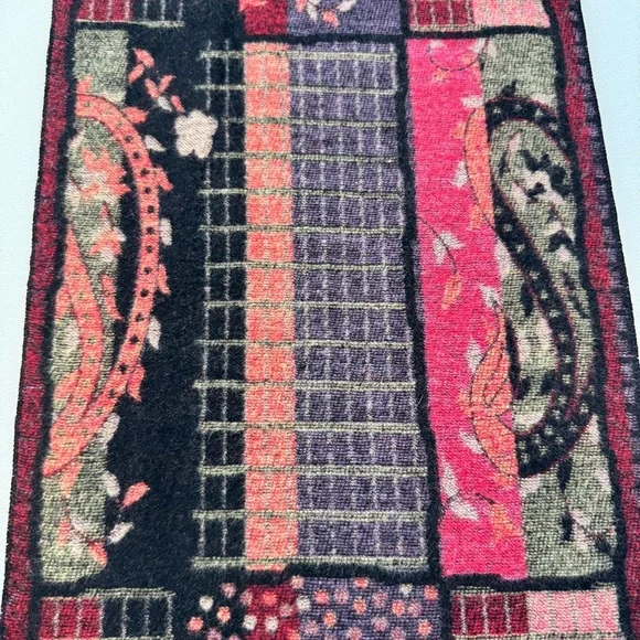 100% Cashmere Scarf Vibrant Tapestry Patchwork Artsy – Rectangular 78” x 12” - Picture 9 of 16